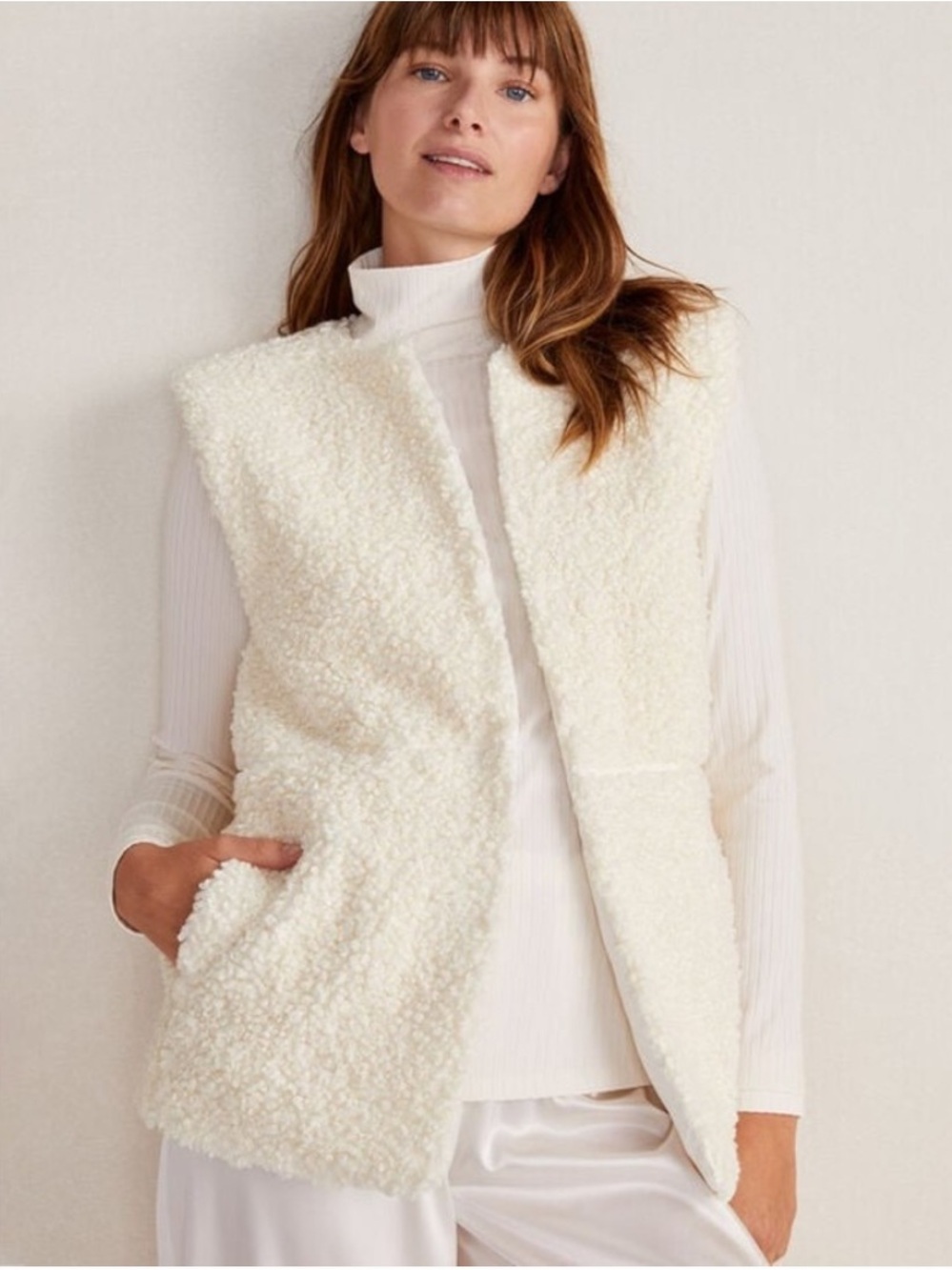 NWT Haven Well Within Reversible fuzzy Sherpa or Quilted Open Front Vest - XL